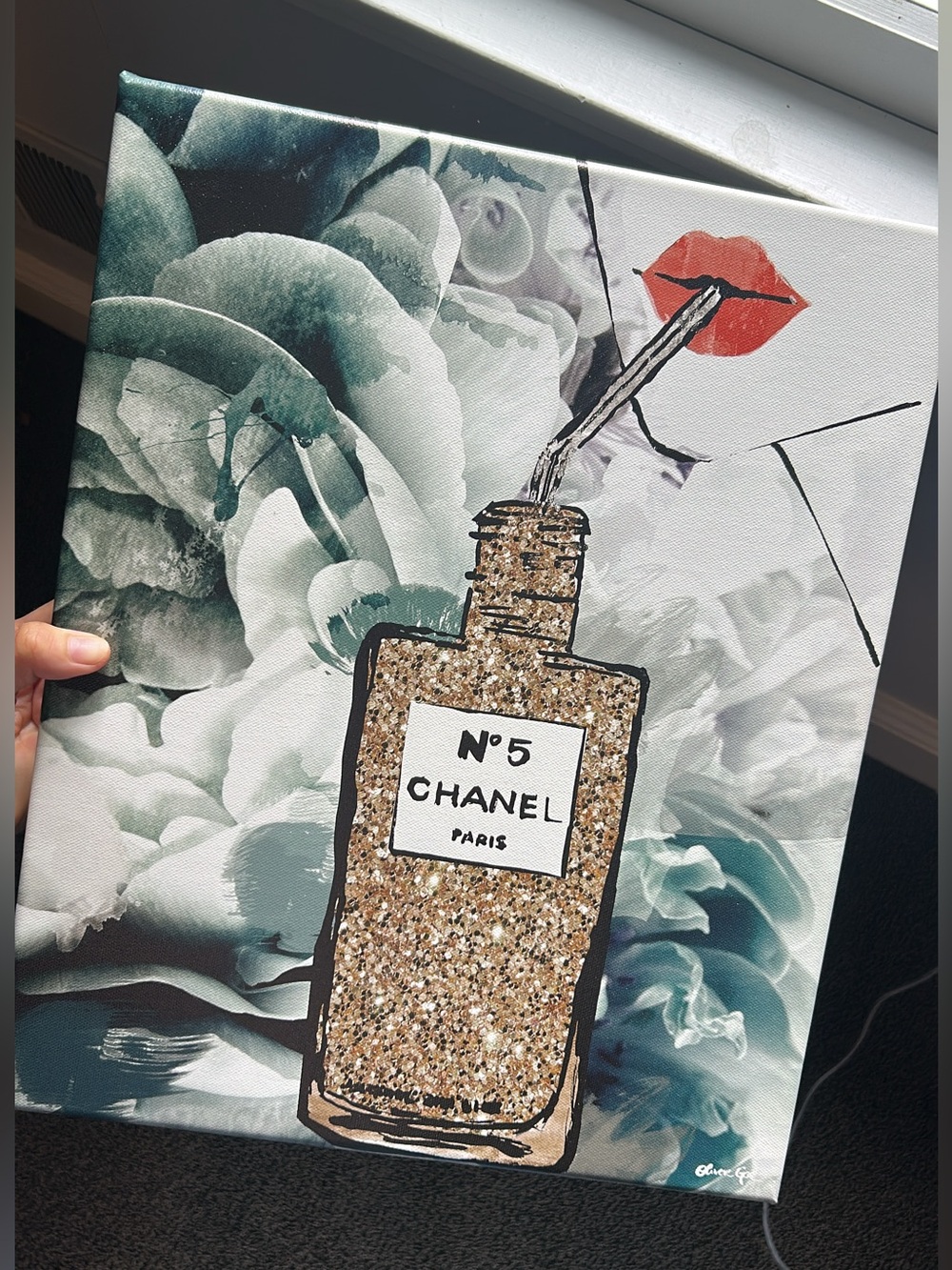 Oliver Gal Glitter Chanel No.5 Bottle Wall Art - Gold, Teal, Red